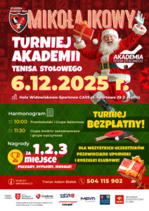 Read more about the article 6 grudnia Mikołajkowy Turniej Akademii Tenisa Stołowego